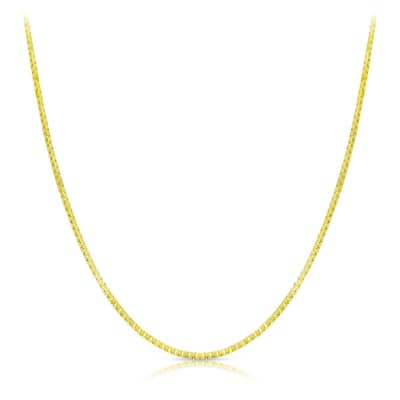 18k Solid Yellow Gold Thin Box Chain Necklace 0.6mm 16"-20"