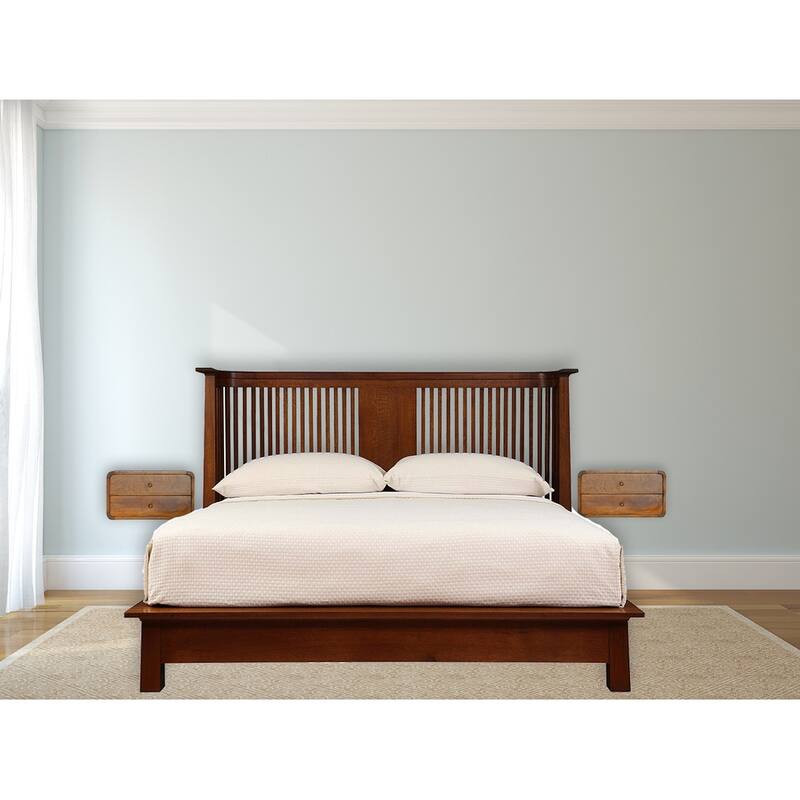 Floating Curved Chestnut Bedside