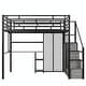 preview thumbnail 8 of 30, Full Size Metal Loft Bed with Wardrobe, Desk, Storage Shelves
