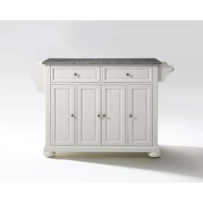 Kitchen Island with Granite Top, Full Size Rolling Cart, Modern Storage Cabinet, Portable Kitchen Furniture