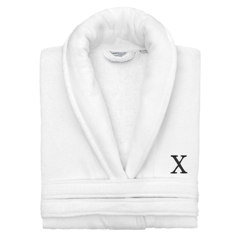 Authentic Hotel and Spa 100% Turkish Cotton Personalized Unisex Anovia Velour Bathrobe - Black Block Font - Small/Medium - X