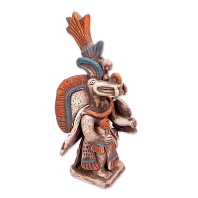Novica Handmade Aztec Dual God Ceramic Sculpture