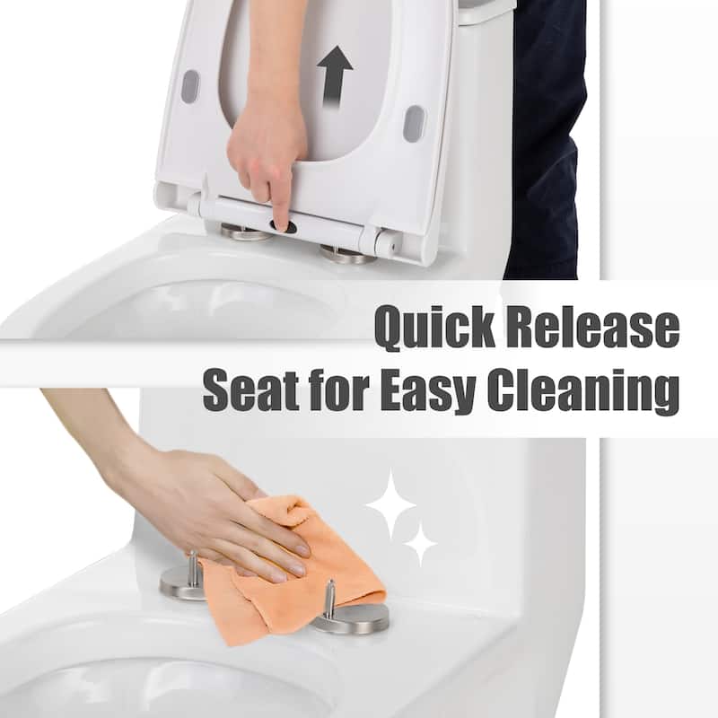 One Piece Toilet Elongated Floor-Discharge Dual Flush Glossy White