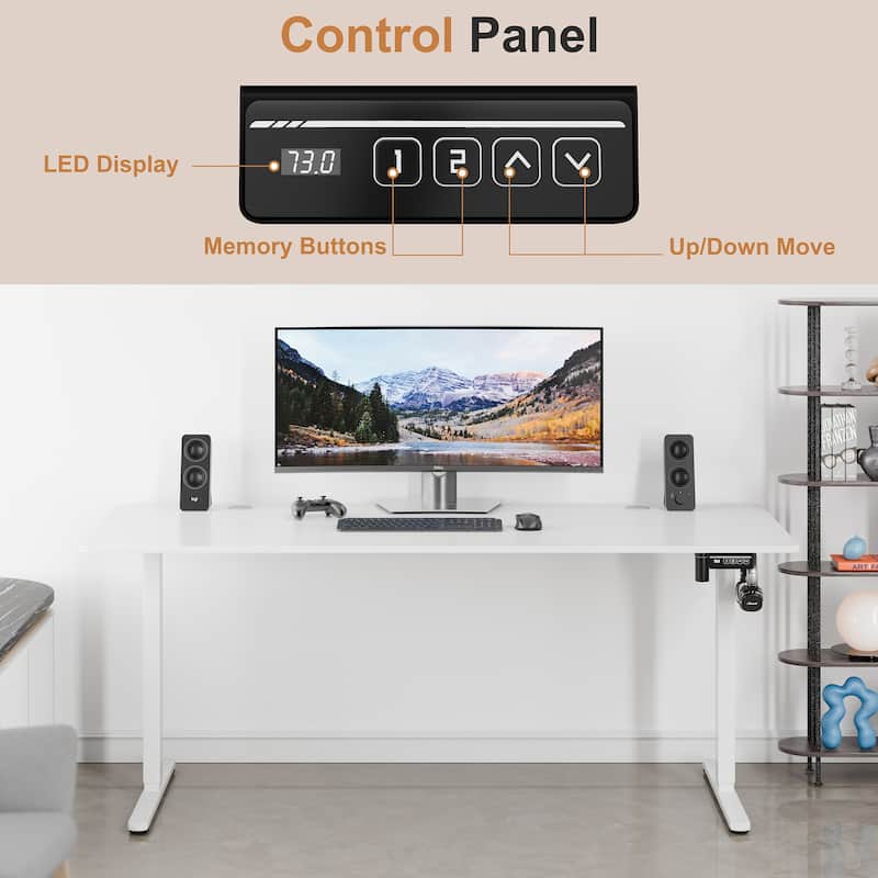 Electric Standing Desk, Height Adjustable Desk with Memory Preset and LED Display