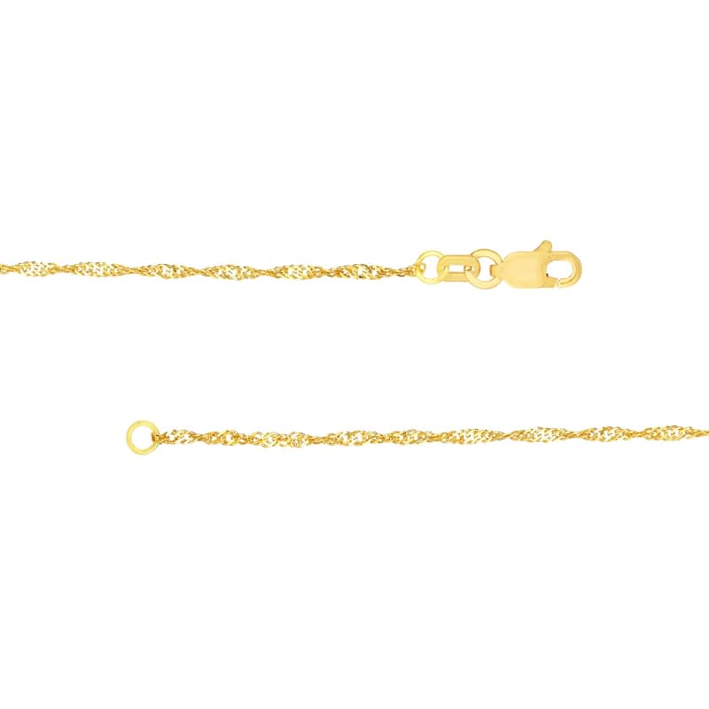 Curata 14k Yellow Gold 1.4mm Singapore Chain Necklace (Lobster)