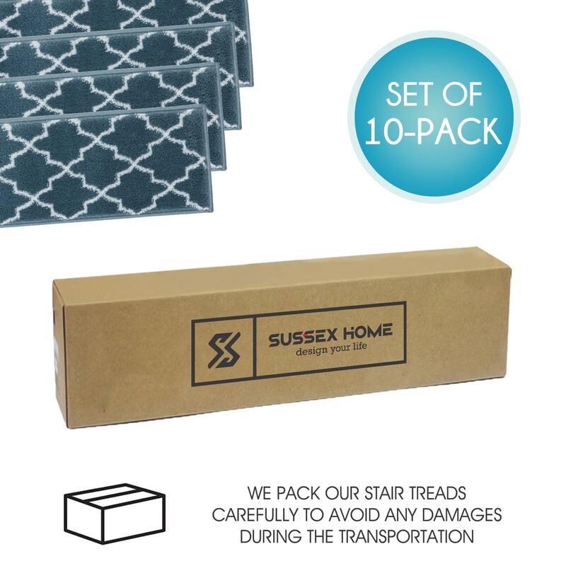SUSSEXHOME Geometric Stair Treads with Easy to Install Double Adhesive Tape 9" x 28"