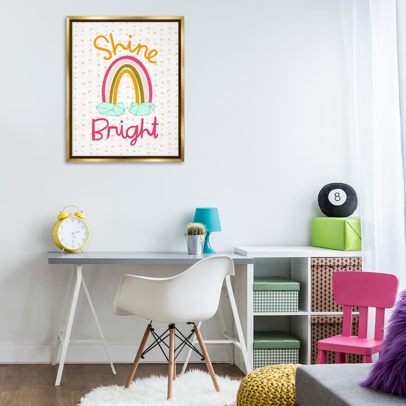 Stupell Shine Bright Geometric Rainbow Framed Floater Canvas Wall Art Design By Mandy Ford Art + Illustration
