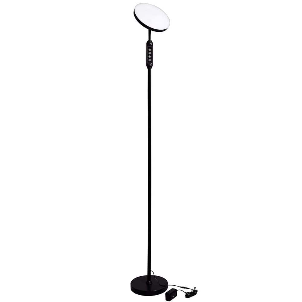 LED Torchiere 70" Floor Lamp (5 Color Settings) 2,100 Lumens,Dimmable Black Metal with Remote