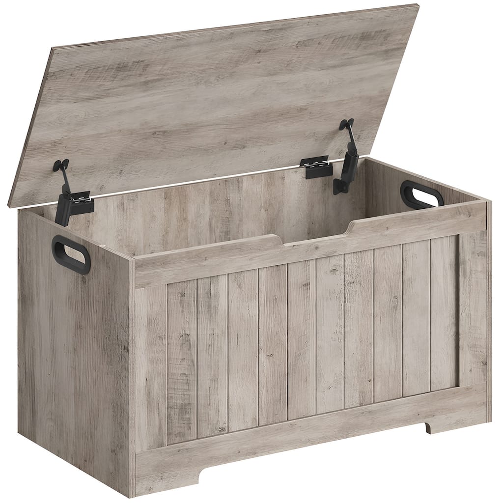 Wooden Storage Chest with 2 Safety Hinges, 29.9 Inches Wide - 15.7"D x 29.9"W x 18.9"H