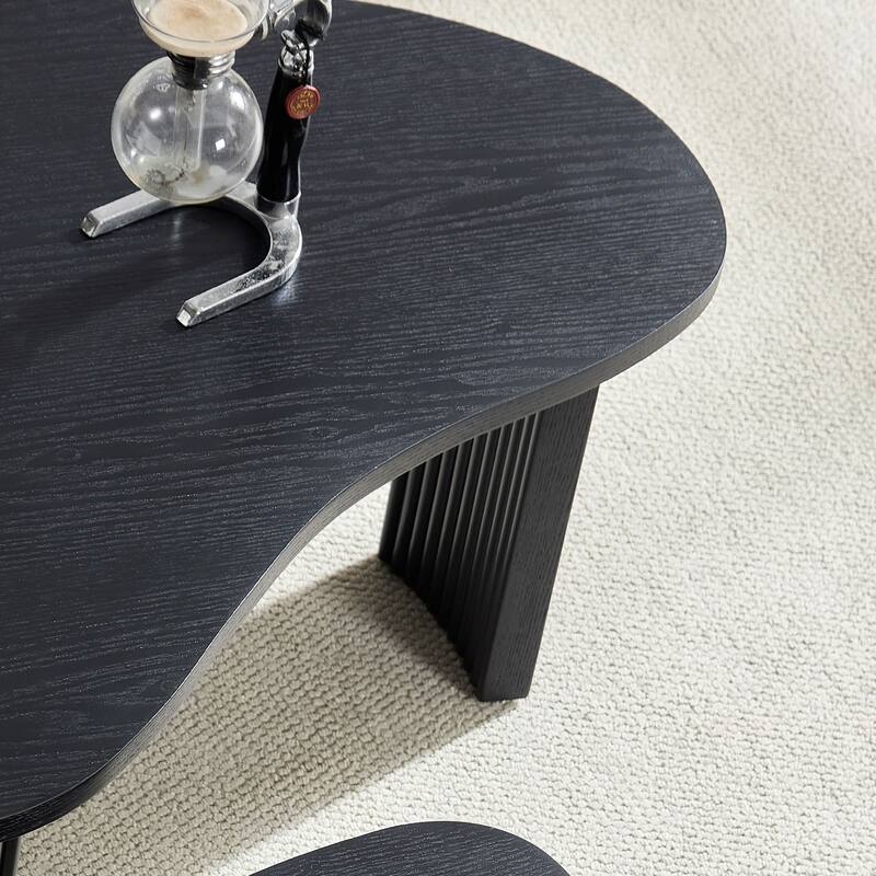 2-Piece Modern Irregular Shape Coffee Table Set for Living Room, Easy Assembly, Nesting Coffee Tables