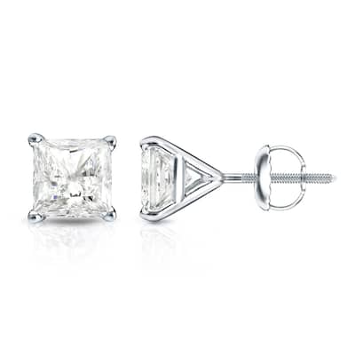 Auriya 14k Gold 1/3ctw Princess-cut Diamond Stud Earrings Martini-set (I-J, I1-I2)