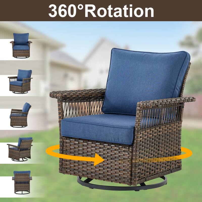 Gymojoy 2 Pieces Patio Swivel Rocker Wicker Chairs