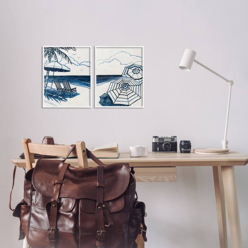 Stupell Tropical Ocean Views Framed Giclee Art Design By Carol Robinson (Set of 2)