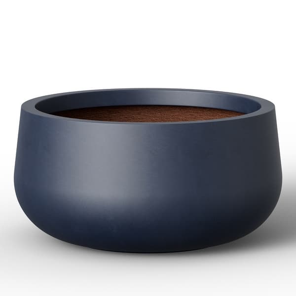 slide 2 of 5, Concrete Round Planter / Pot Indoor & Outdoro Planter Bowl 12" W x 6 in" H - Navy blue