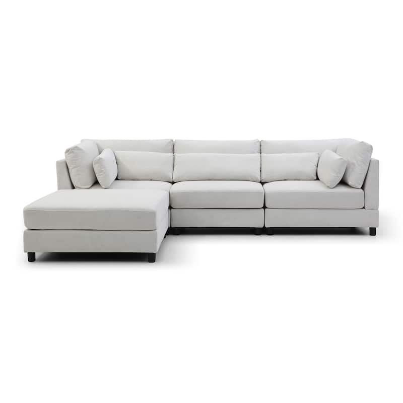 L-Shaped Convertible Sectional Sofa Couch with Movable Storage Ottoman Chaise, Free Combination Sofa - L Shape