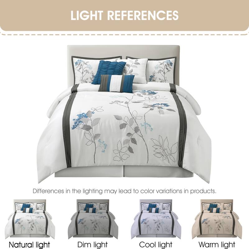 Nanshing Tracy 7-Piece Minimalist Botanical Comforter Set