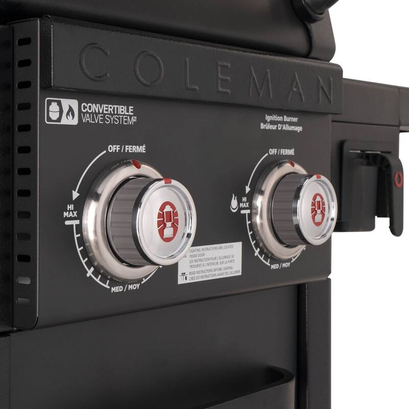 Coleman Revolution 2-Burner Gas BBQ Grill w/ 440-Sq. In. Total Cooking Surface, 2 Side Shelves, Flare-Free Grates, Black