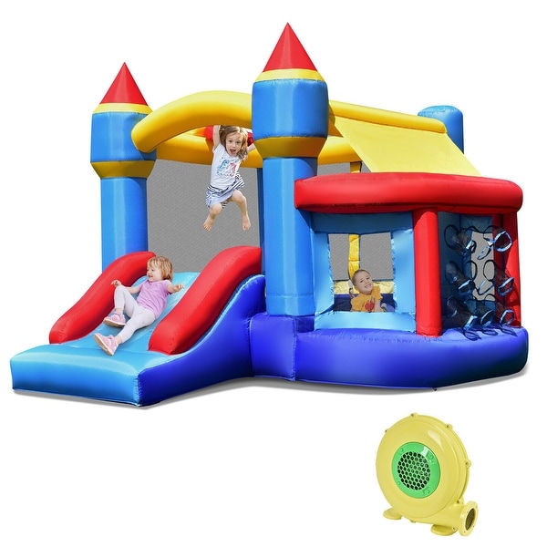 Costway Inflatable Bounce House Castle Slide Bouncer Shooting Net - 94.5''x 106.5''x 79'' (L x W x H). Opens flyout.