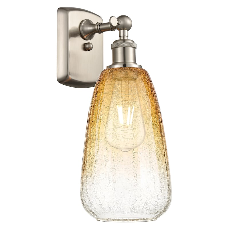 Innovations Lighting 516-1W-14-6 Brookhaven Almond Sconce Brookhaven - Brushed Satin Nickel / Amber