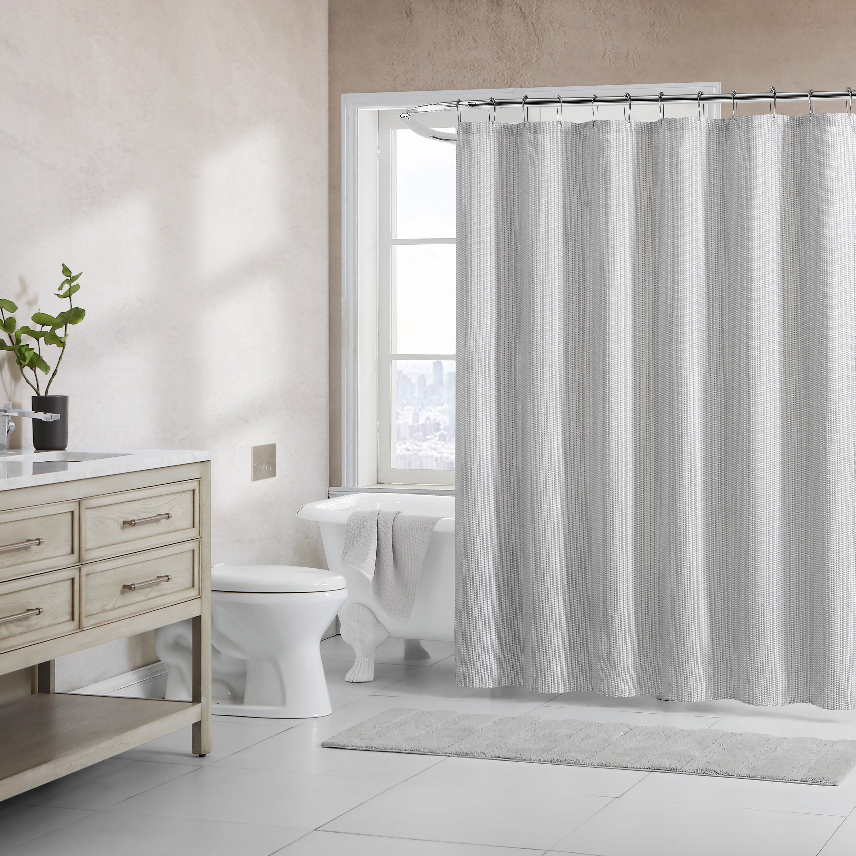 ED Ellen DeGeneres Diamond Geo White Shower Curtain Bed Bath