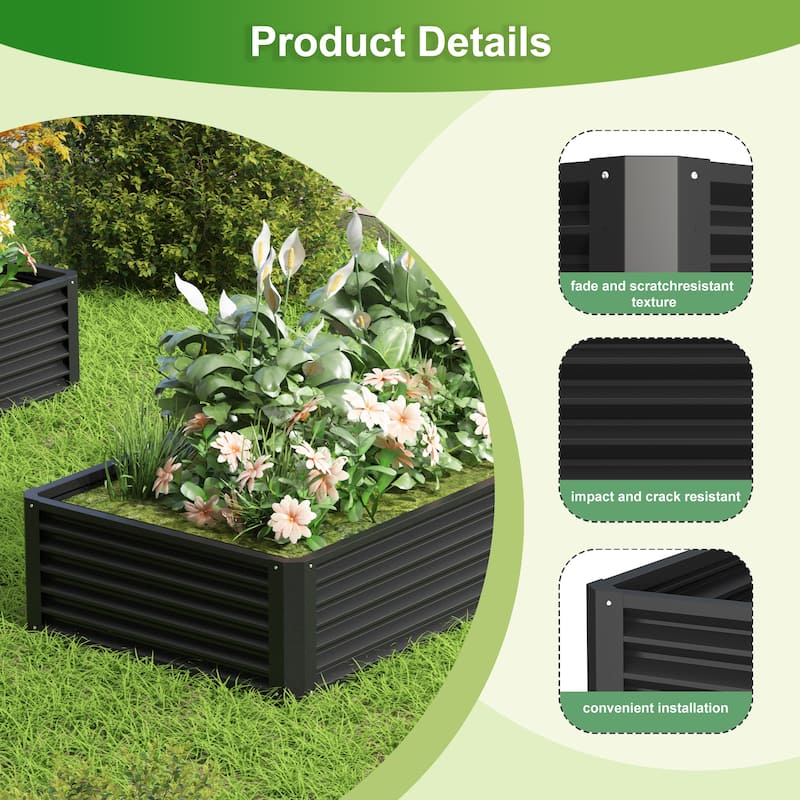 Rectangular Garden Beds Galvanized Raised Garden Beds Large-Capacity Metal Planter Box with Open Base for Outdoor Gardening