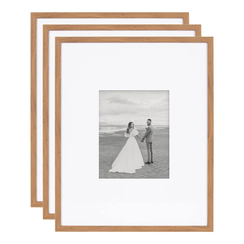 Kate and Laurel Gallery Photo Frame Set - 16x20 matted to 8x10 - Brown