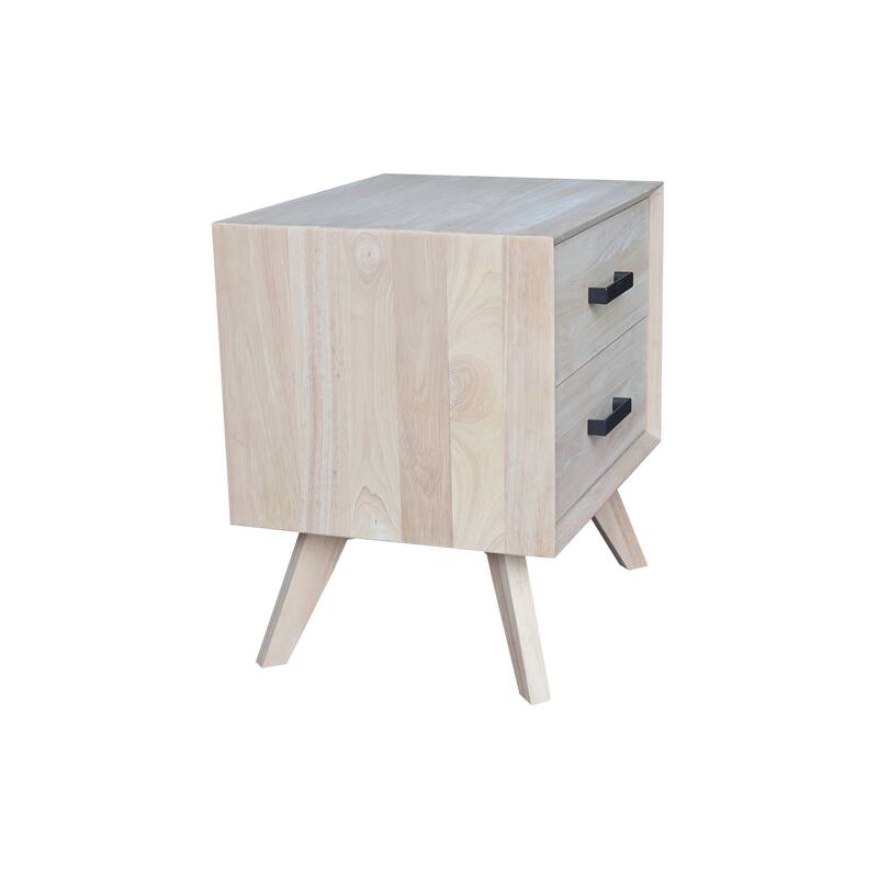 International Concepts Solid Wood 2-Drawer Nightstand, Wide-Body Ready to Finish Bedside Table with 18.5" Wide Drawers