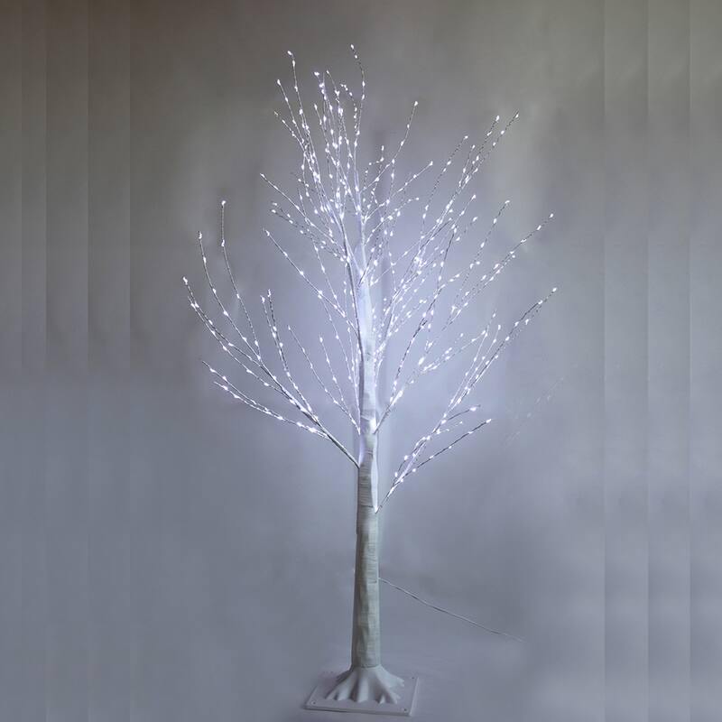 Kurt Adler 4-Foot Winter White Twig Tree with 500 Cool White Lights - 4'