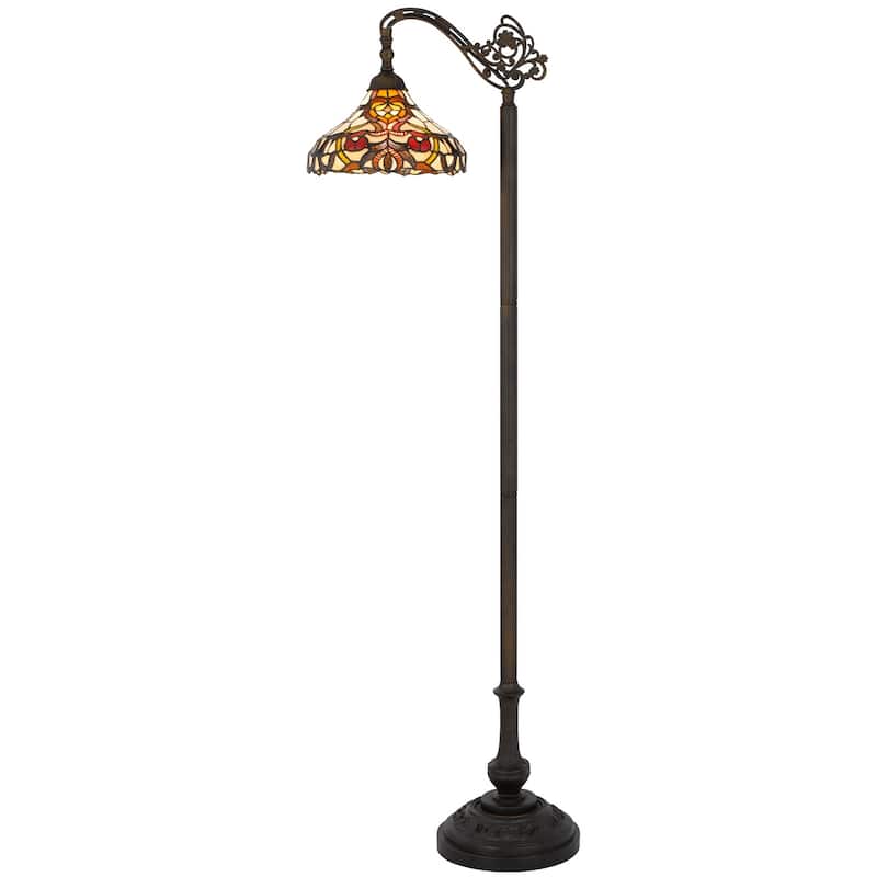 60W Tiffany downbridge floor lamp with adjustable shade - One Size
