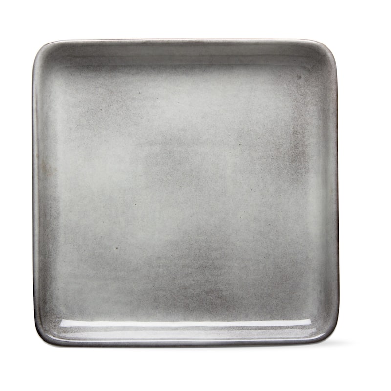 Stinson Square Large Serving Platter Light Gray Ceramic Dishwasher Safe 8.9 x 8.9 x 1 inches Everyday Use