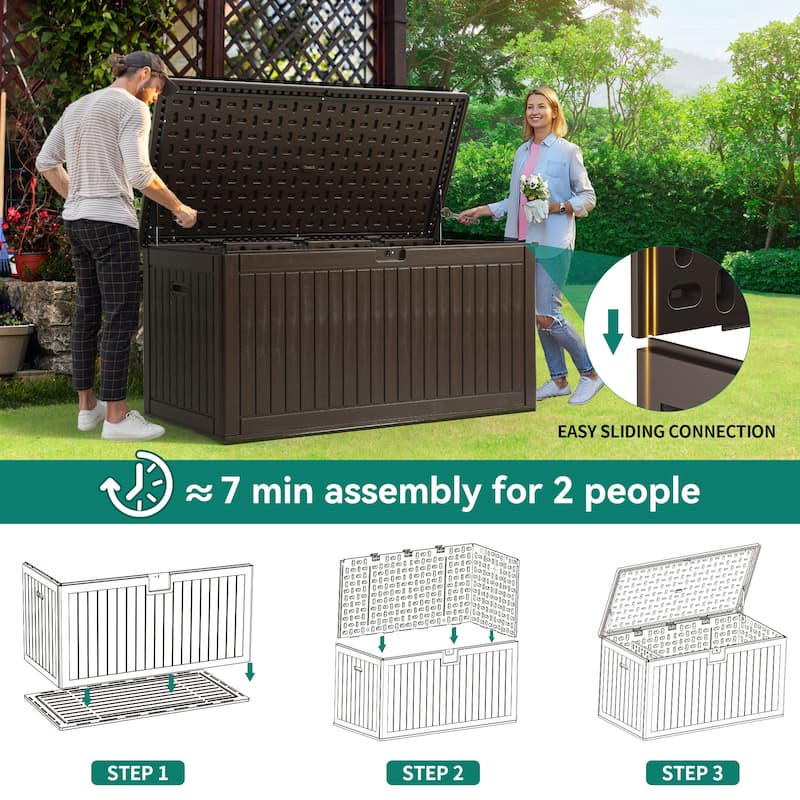 260 Gallons Water Resistant Resin Lockable Deck Box