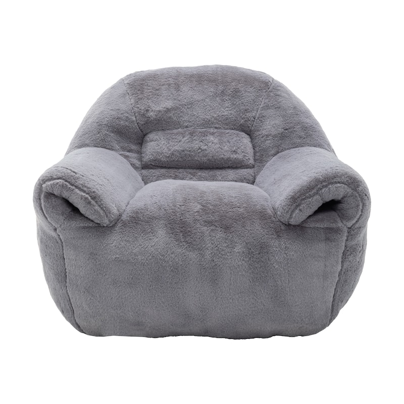 Comfy Bean Bag Sofa With Back Support, Faux Fur Bean Bag Chair For Adults And Kids