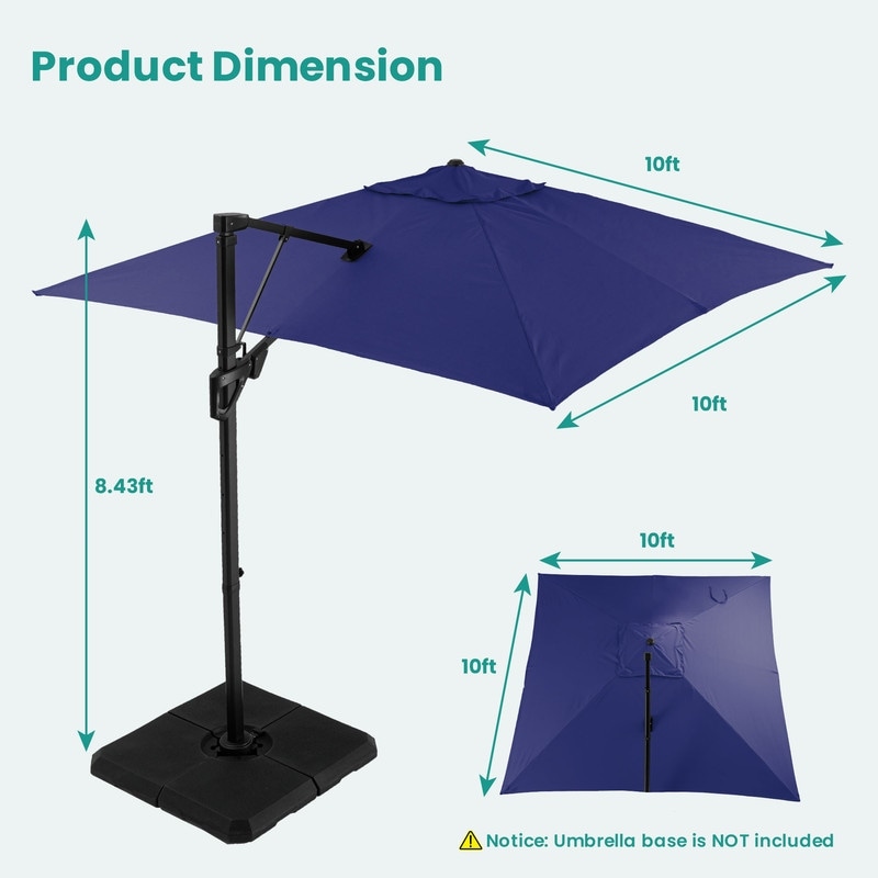 4 foot square patio umbrella Costway 5' Market Table 30581274 New Brown and enhances the umbrellas stability COSIEST 10FT/13FT Square Offset Patio