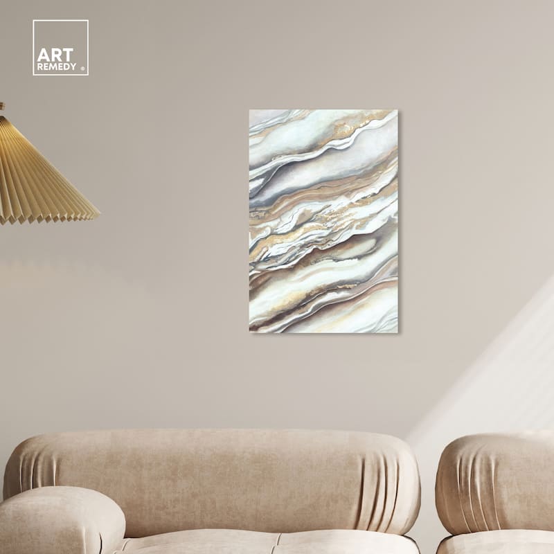 Art Remedy Neutral Lines I Gallery Wrapped Boho Abstract 1 Piece Canvas Wall Art