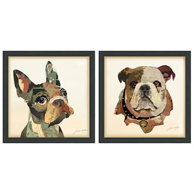 Bulldogs Close Up Alex Zeng's dimensional collage, under glass & a black shadow box frame