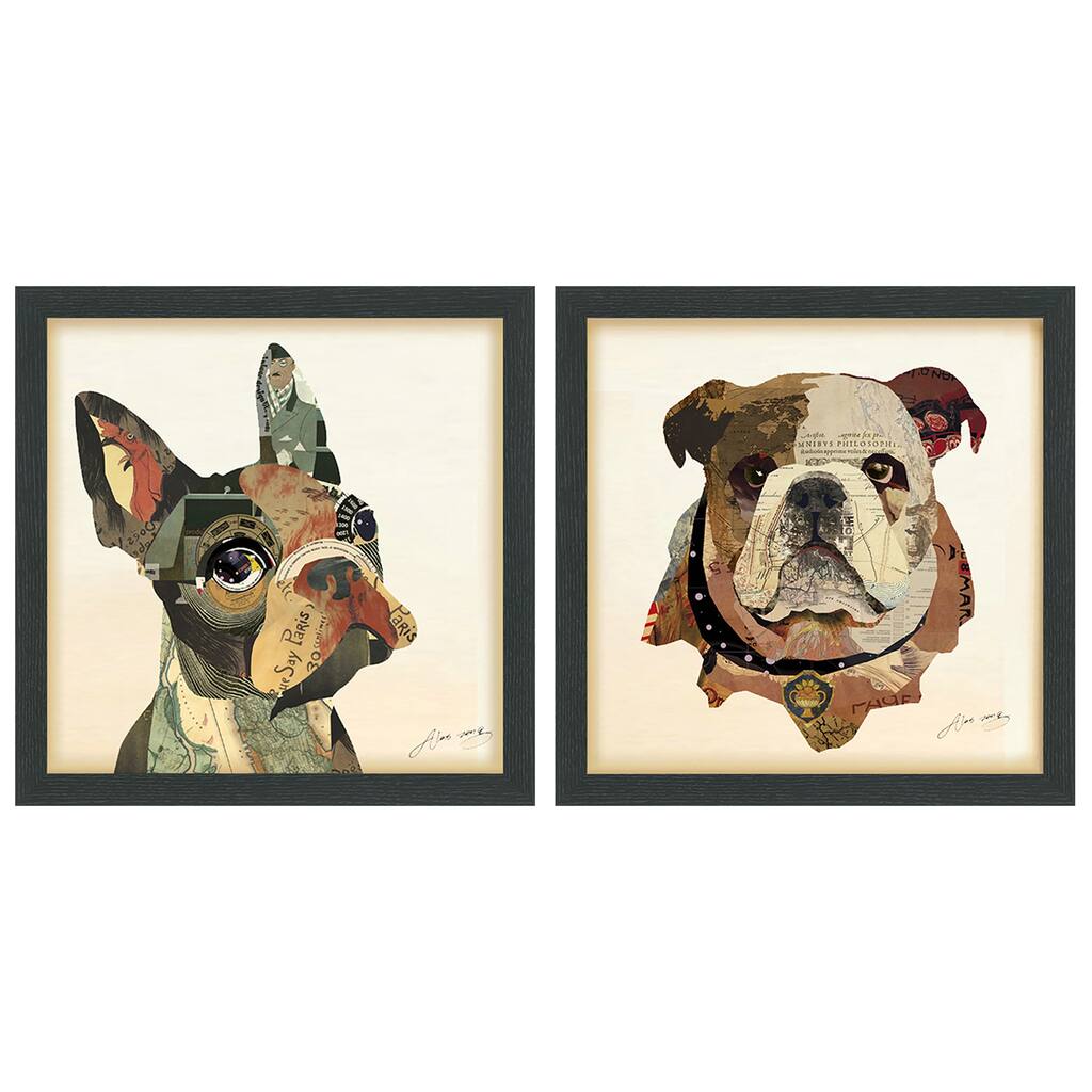 Bulldogs Close Up Alex Zeng's dimensional collage, under glass & a black shadow box frame