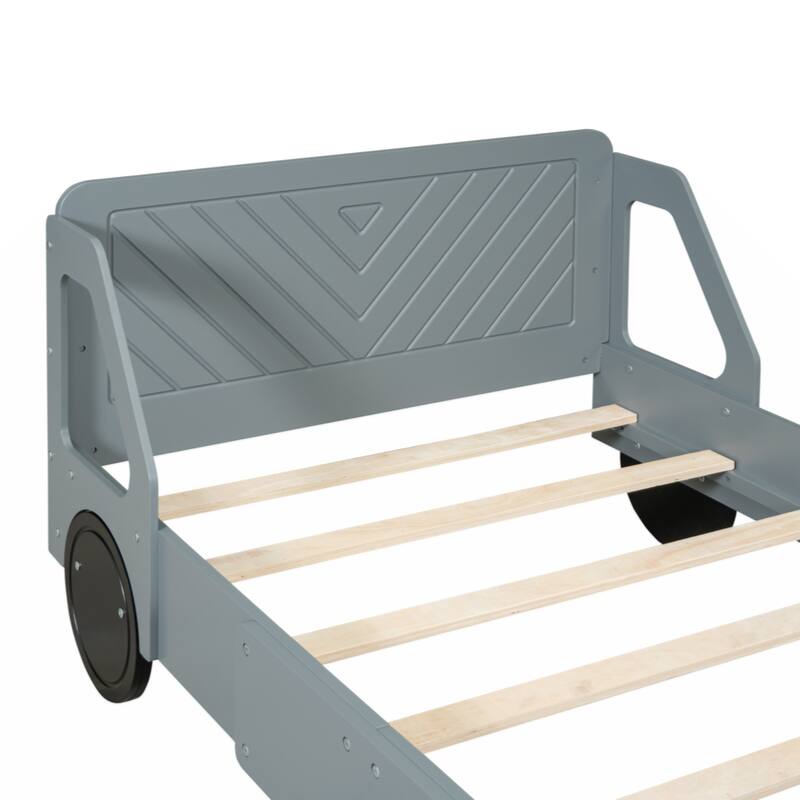 Twin Size Car-Shaped Platform Bed with Wheels