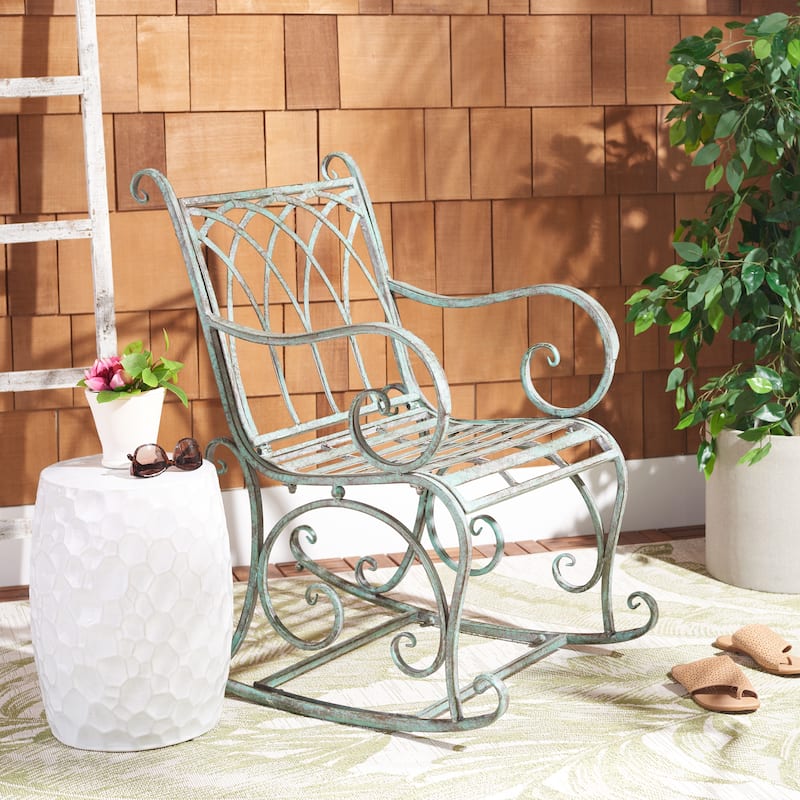SAFAVIEH Outdoor Amara Rocking Chair - 33"Wx37"Dx23"H - Antique Dark Green