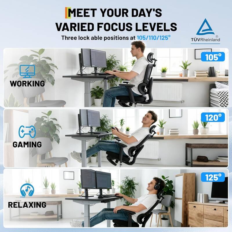 Ergonomic Mesh Adjustable Lumbar Office Chair, Swivel Rolling Computer Seating