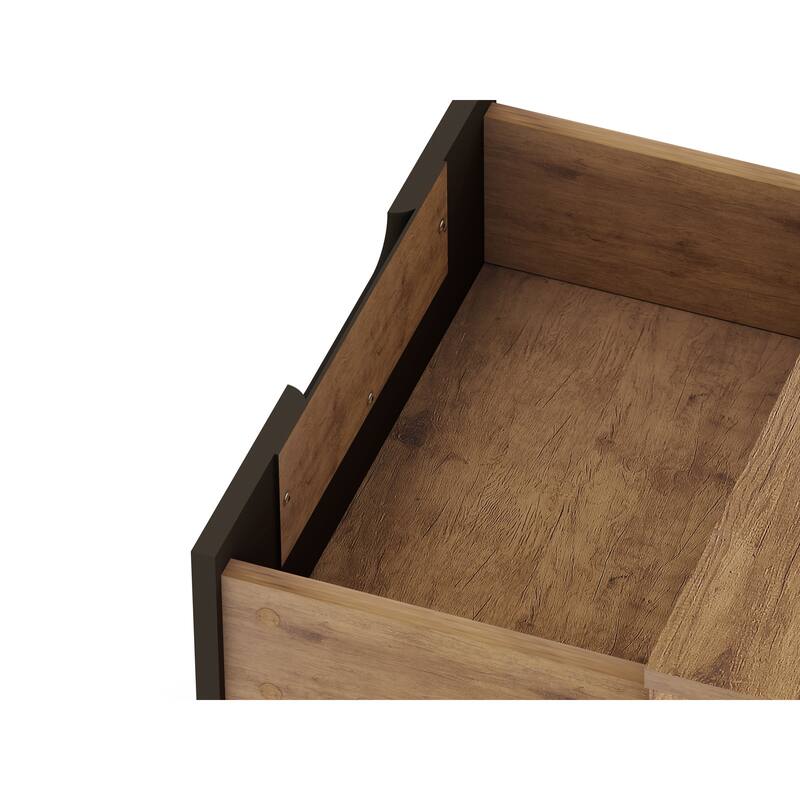 Modern Nightstand with 2 Drawers and Metal Legs Mid Century Design