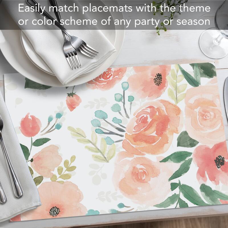 Blooming Delight 24 Sheet Reusable Premium Paper Stock Placemats in Resealable Storage Bag Made in The USA 17" x 11"