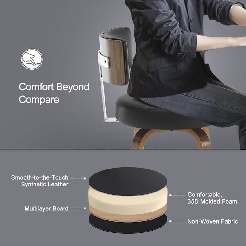 Upholstered Wood Swivel Bar/ Counter Stools, Set of 3