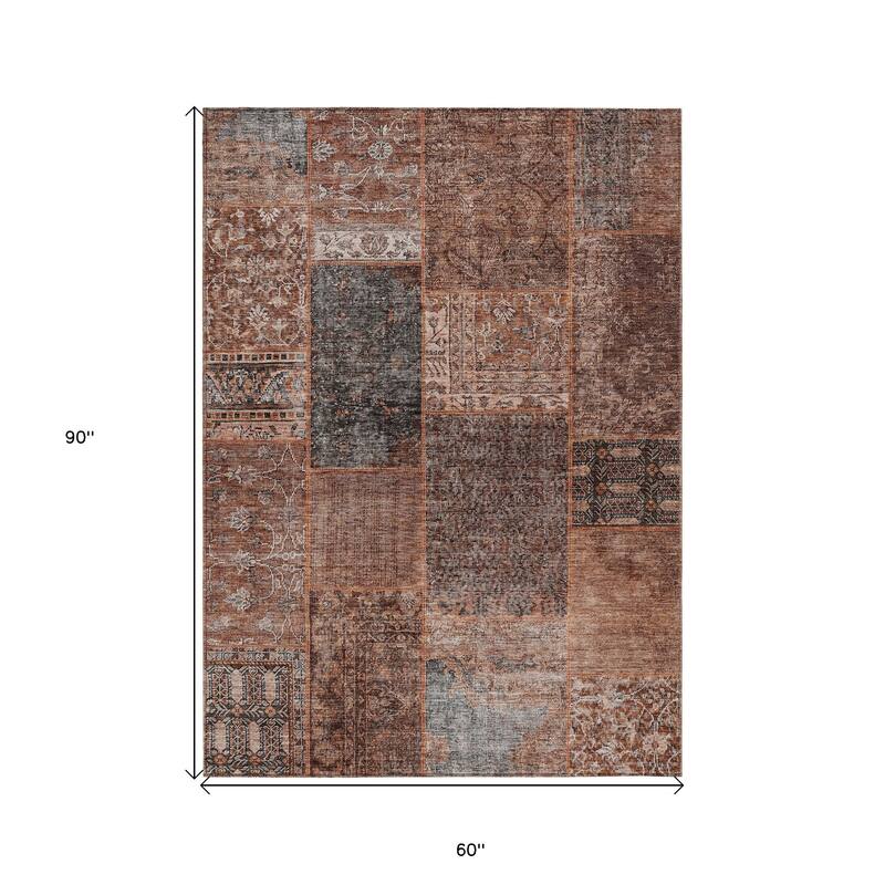 HomeRoots Patchwork Transitional Rectangle Outdoor Rug