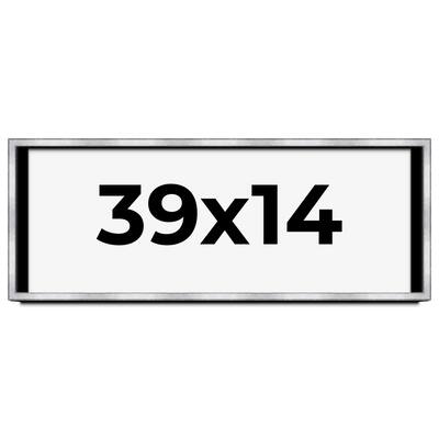 39x14 Shadow Box Frame Silver | 1.375 Inches Deep Real Wood