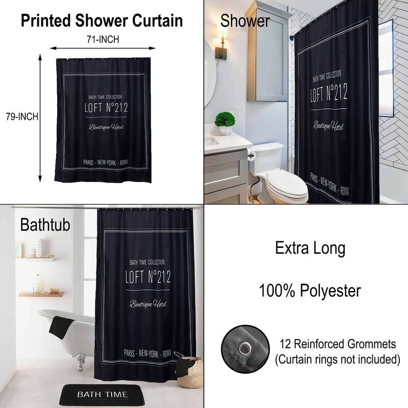 Polyester Shower Curtain - 79x71 inches - Writing Design