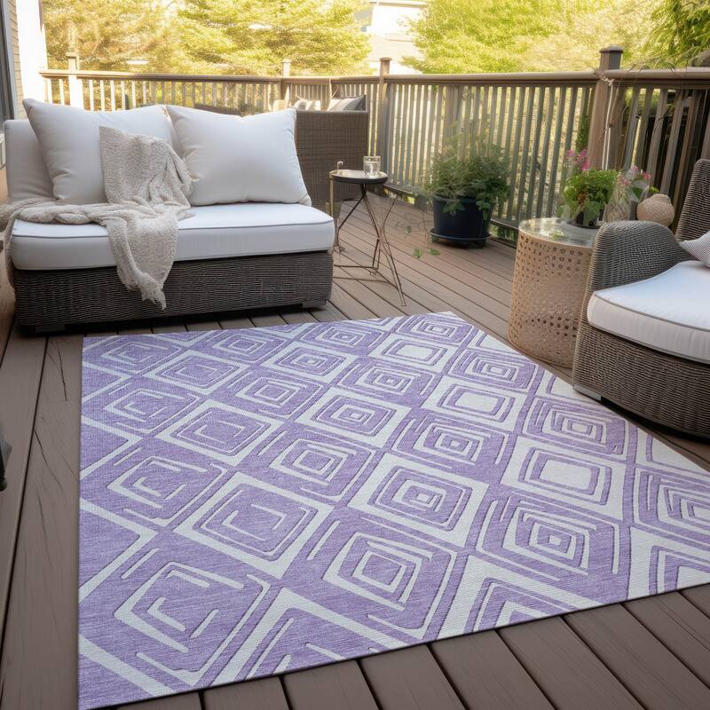 Machine Washable Indoor/ Outdoor Chantille Contemporary Diamonds Rug