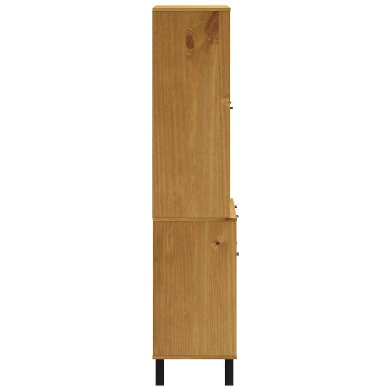 vidaXL Highboard with Glass Doors FLAM 31.5"x15.7"x70.9" Solid Wood Pine - 31.5" x 15.7" x 70.9"