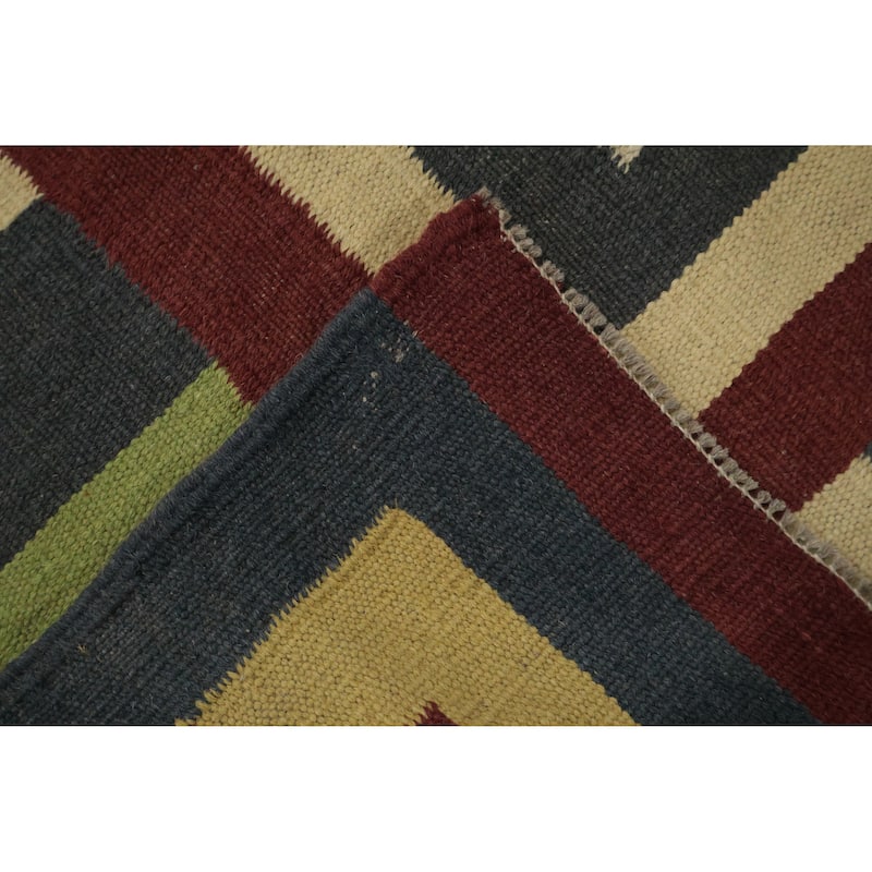 Hand Woven Oriental 100% Wool Carpet Southwestern Modern Multi-Colored Kilim Area Rug - 13' 0'' X 9' 6''