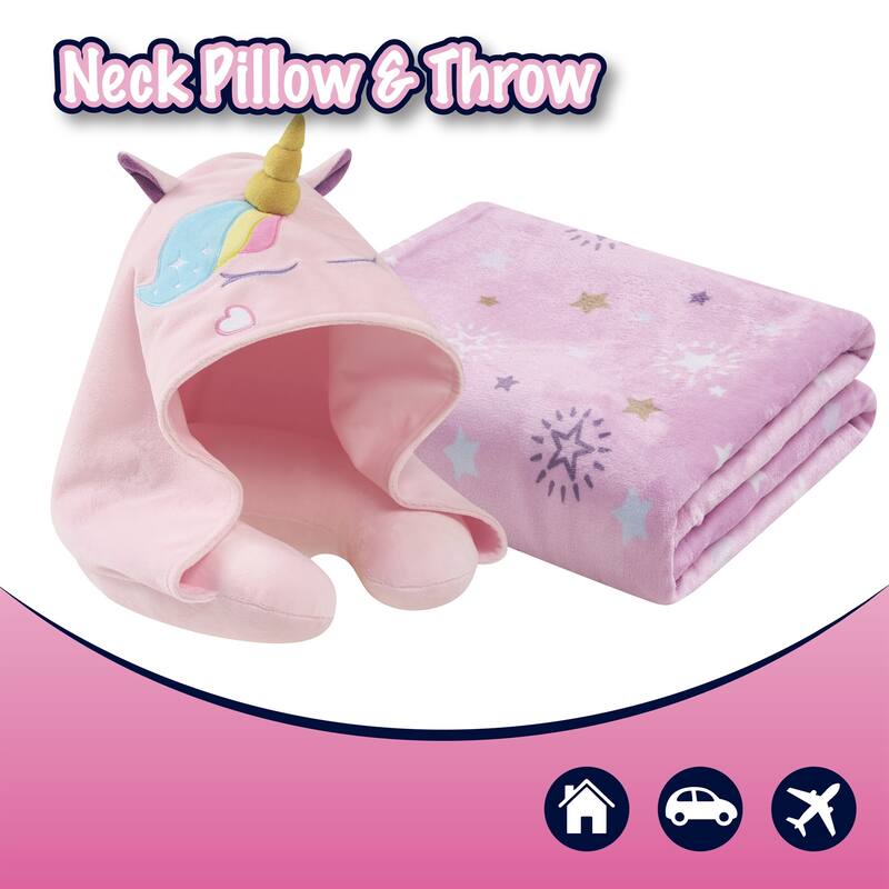 3D Animal Neck Pillow and Throw Set for Kids