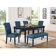 preview thumbnail 21 of 30, Roundhill Furniture Leviton Upholstered Dark Wash Wood 6-piece Dining Set Blue